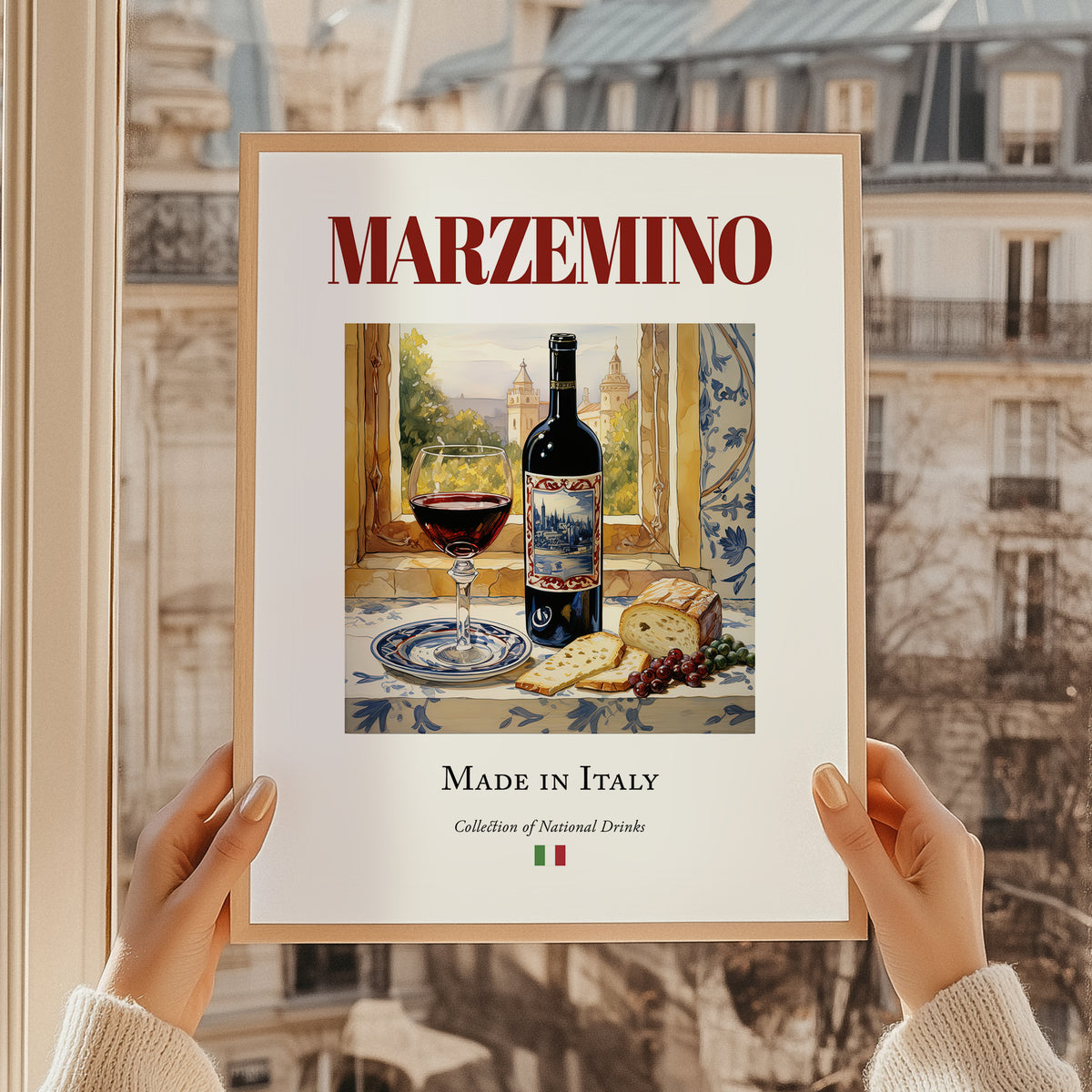 Marzemino – Italian Red Wine, Vinoteca Print, styled in a charming Paris street view