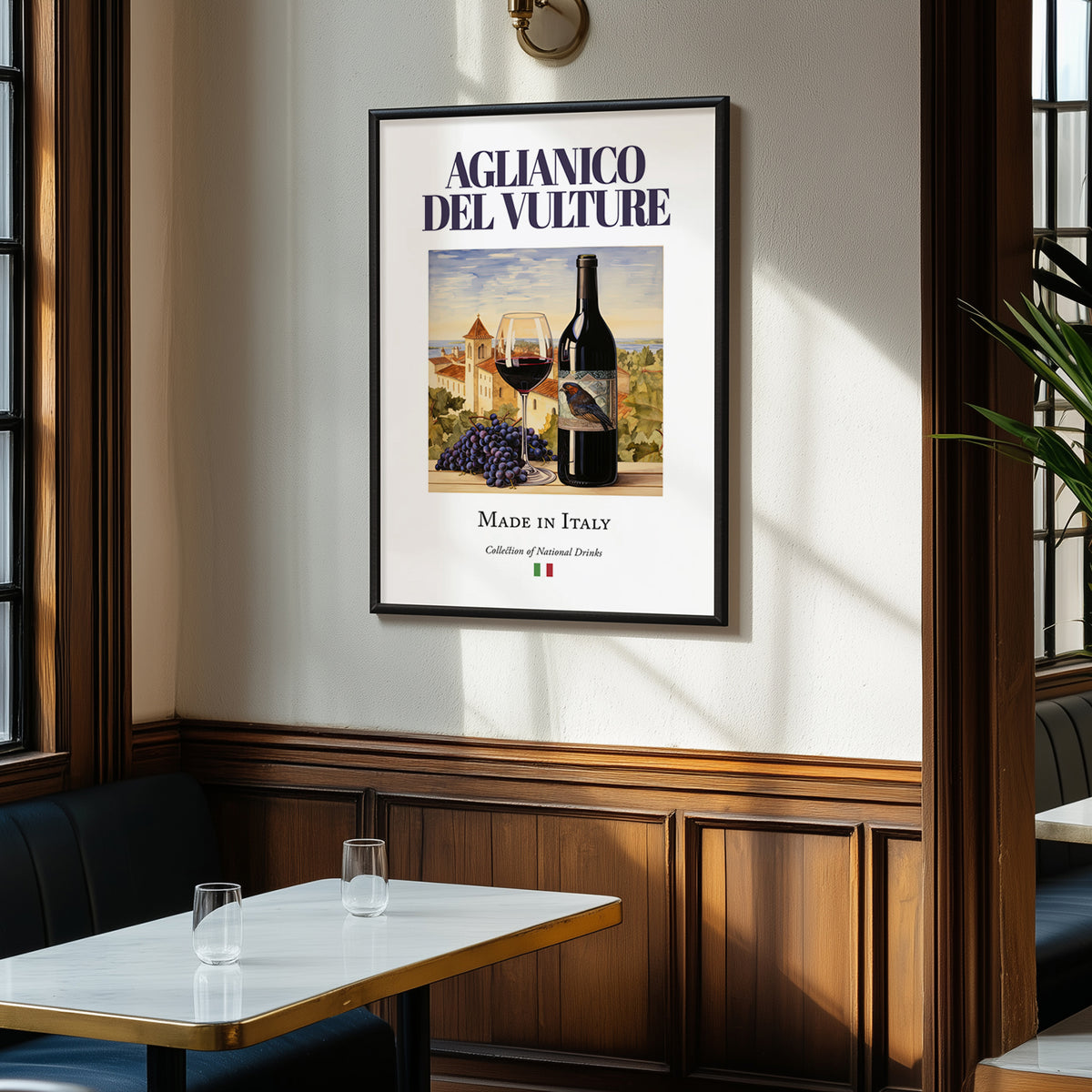 Aglianico del Vulture – Italian Red Wine, Enoteca Painting, clean layout with no caption