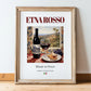 Etna Rosso – Italian Red Wine, Vinoteca Poster, in wooden frame leaning on the floor