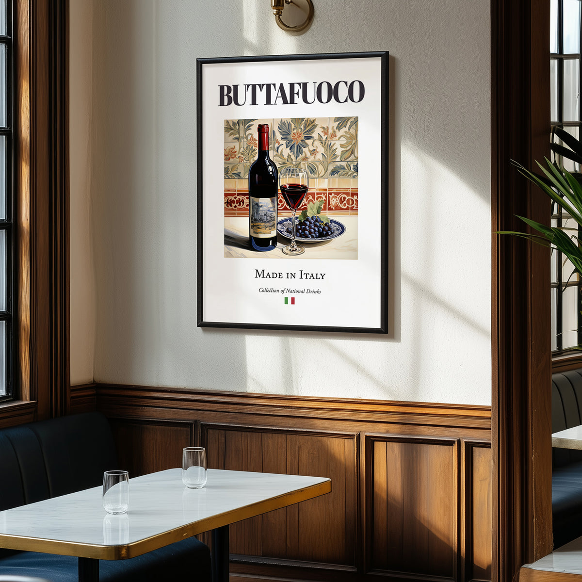 Buttafuoco – Italian Red Wine, Bodega Print, clean layout with no caption