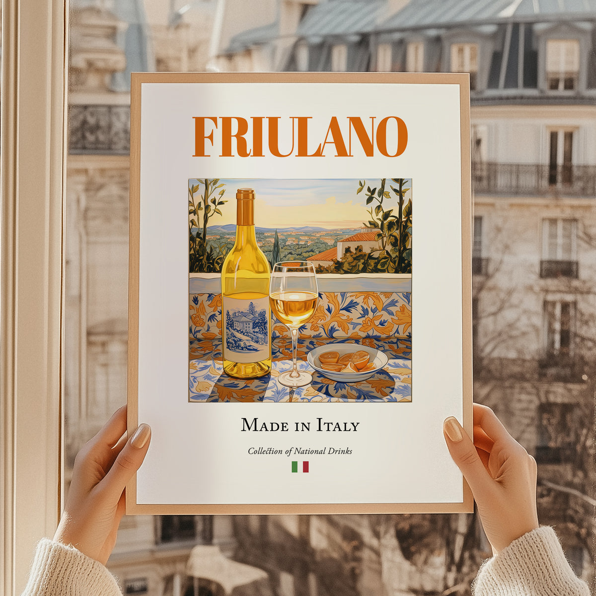 Friulano – Italian White Wine, Vinoteca Wall Art, styled in a charming Paris street view