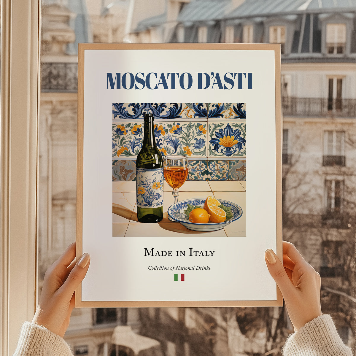Moscato d'Asti – Italian Dessert Wine, Vineyard Terrace Wall Art, styled in a charming Paris street view