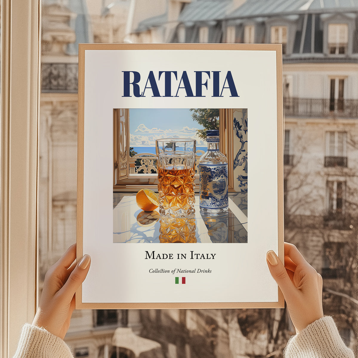 Ratafia – Italian Liqueur Drink, Sky Bar Wall Decor, styled in a charming Paris street view