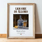 Liquore di alloro – Italian Liqueur Drink, Cocktail Lounge Still Life, in wooden frame leaning on the floor