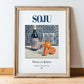 Soju – Korean Spirit Drink, Beach Bar Poster, in wooden frame leaning on the floor