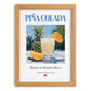 Piña Colada – Puerto Rican Cocktail Drink, Cocktail Lounge Print, set in oak frame