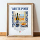 White Port – Portuguese Dessert Wine, Tasting Room Wall Decor, in wooden frame leaning on the floor