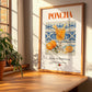 Poncha – Portuguese Liqueur Drink, Sky Bar Illustration, no-text version framed in wood