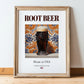 Root Beer – American Beverage Drink, Speakeasy Print, in wooden frame leaning on the floor