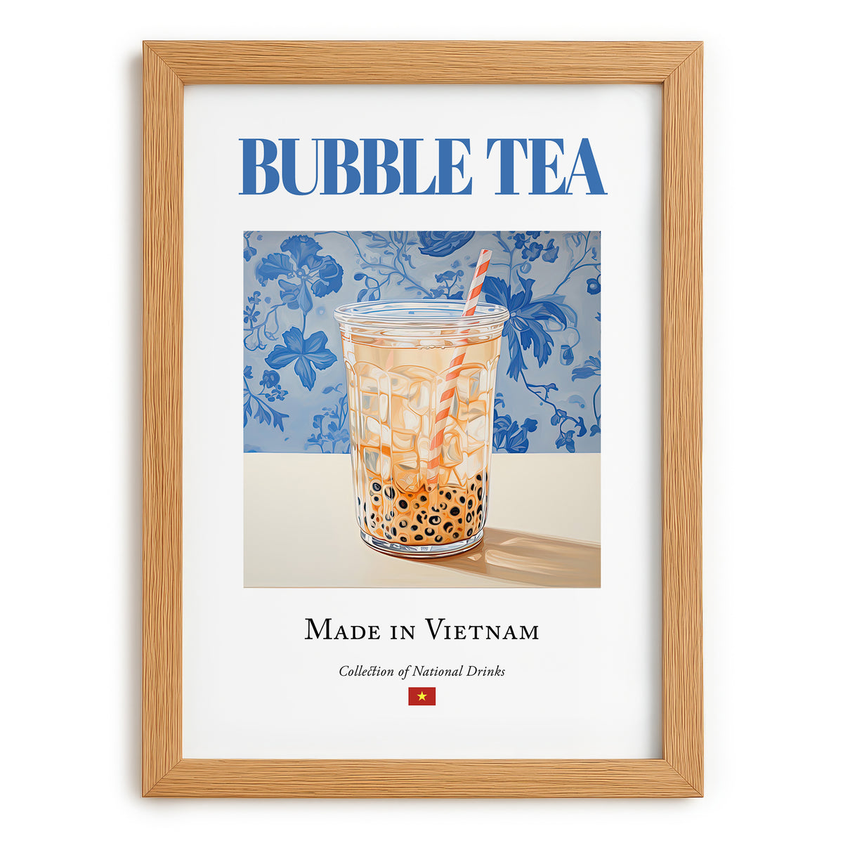 Bubble Tea – Vietnamese Tea, Tea Room Wall Art, set in oak frame
