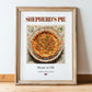 Shepherd's Pie – English Dish, Brasserie Illustration, in wooden frame leaning on the floor