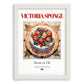 Victoria Sponge – English Dessert Dish, Fine Dining Restaurant Poster, placed in minimal white frame