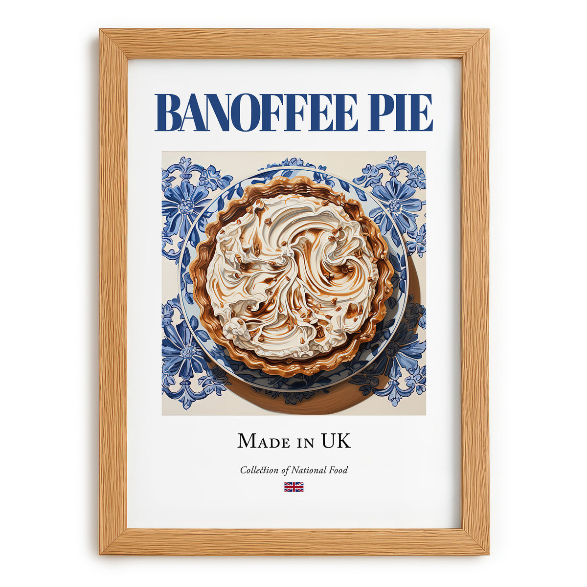 Banoffee Pie – English Dessert Dish, Bistro Poster, set in oak frame