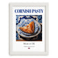 Cornish Pasty – English Snack Dish, Food Bar Print, placed in minimal white frame