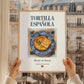 Tortilla Española (Spanish Omelette) – Spanish Dish, Bistro Illustration, styled in a charming Paris street view