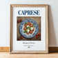 Caprese Salad – Italian Salad Dish, Food Bar Still Life, in wooden frame leaning on the floor