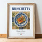 Bruschetta – Italian Snack Dish, Café Wall Art, in wooden frame leaning on the floor