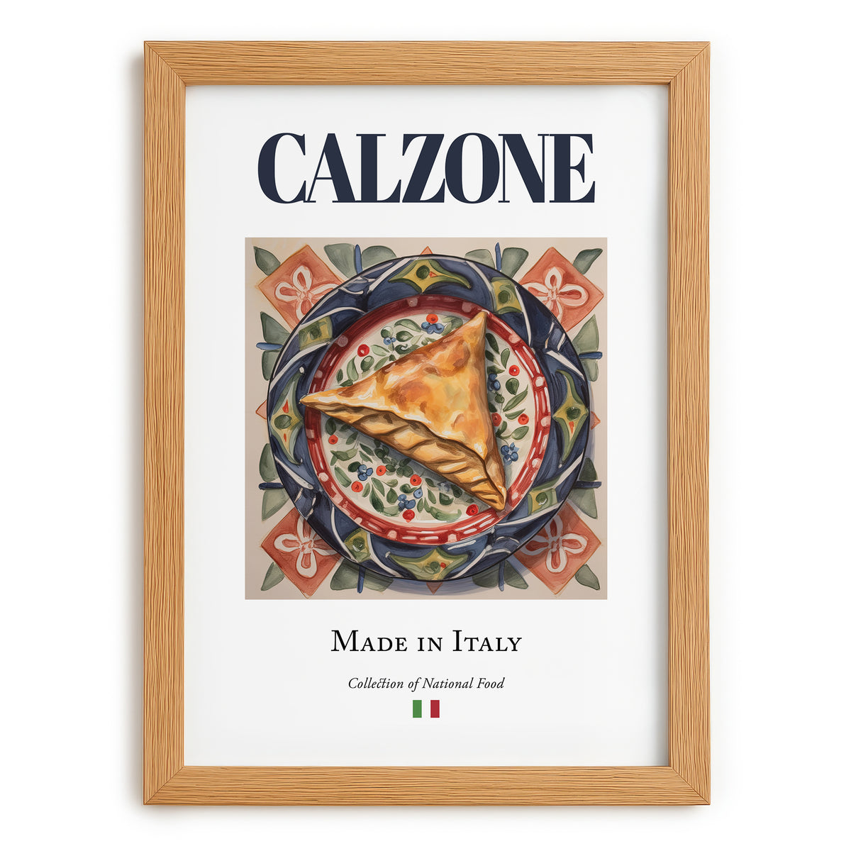 Calzone – Italian Snack Dish, Tavern Poster, set in oak frame