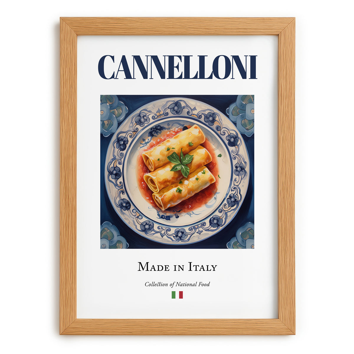 Cannelloni – Italian Pasta, Trattoria Poster, set in oak frame