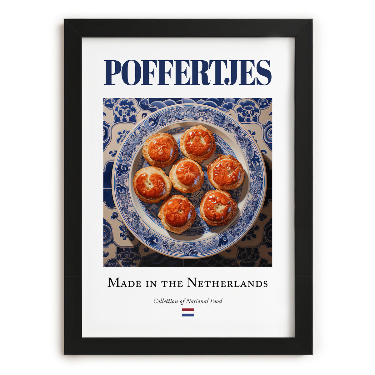 Poffertjes – Dutch Dessert Dish, Bistro Poster, in sleek black frame