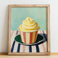 Limone – on Striped Tablecloth, Gelato Wall Painting, no-text version framed in wood