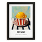 Mango – on Striped Tablecloth, Gelato Wall Poster, in sleek black frame