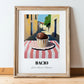 Gelato Bacio – Italian Street Café Scene, Gelato Poster, in wooden frame leaning on the floor