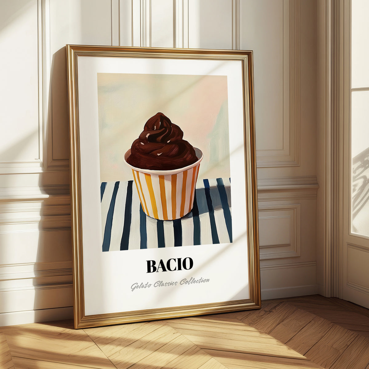 Bacio – on Striped Tablecloth, Gelato Painting
