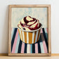 Amarena – on Striped Tablecloth, Gelato Print, no-text version framed in wood