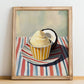 Cocco – on Striped Tablecloth, Gelato Painting, no-text version framed in wood