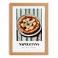 Napoletana – on Striped Tablecloth, Pizza Art, set in oak frame