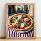 Pizza Parmigiana – Italian Café on the Corner, Pizza Painting, no-text version framed in wood