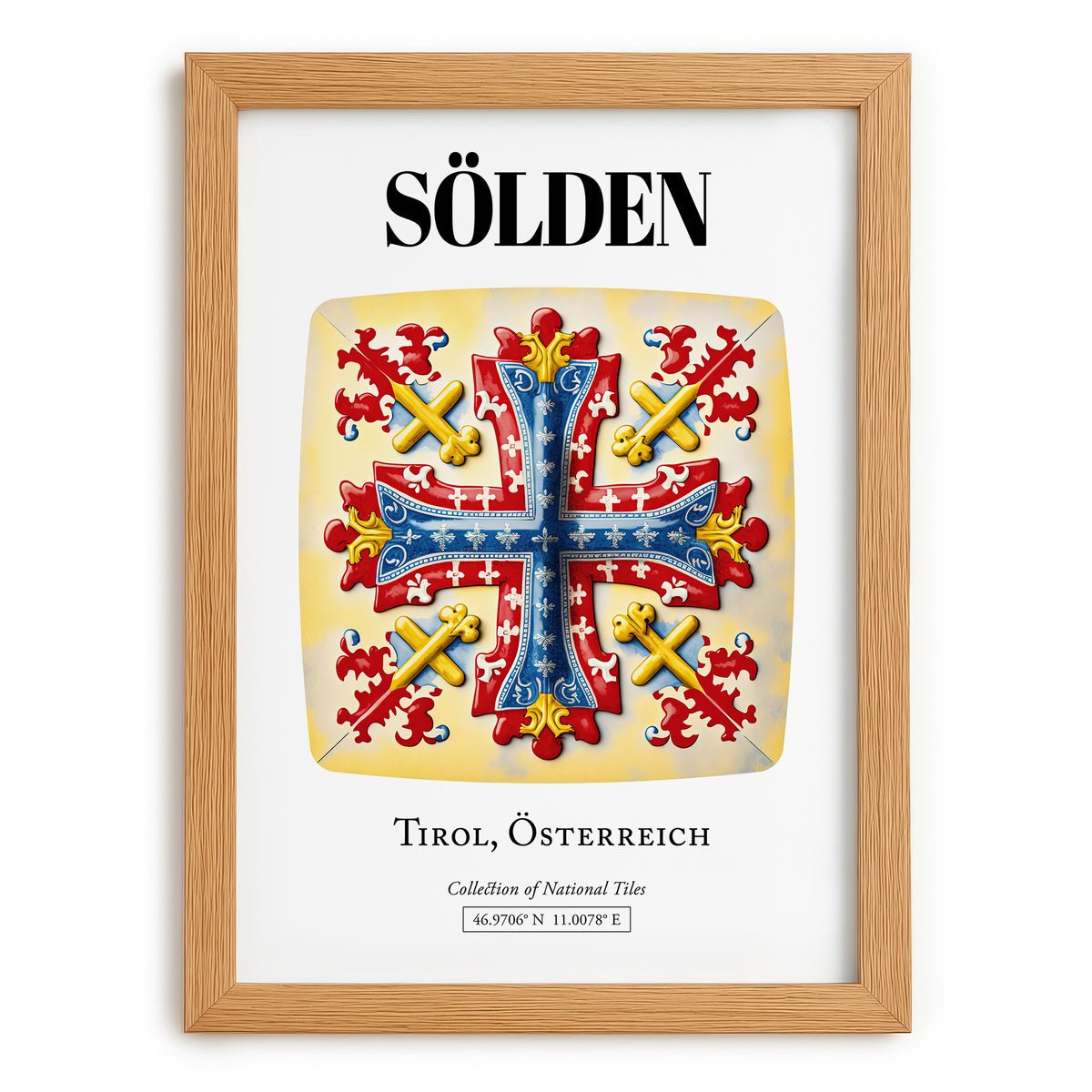 Sölden, Austria – Tourist Destination Poster, set in oak frame