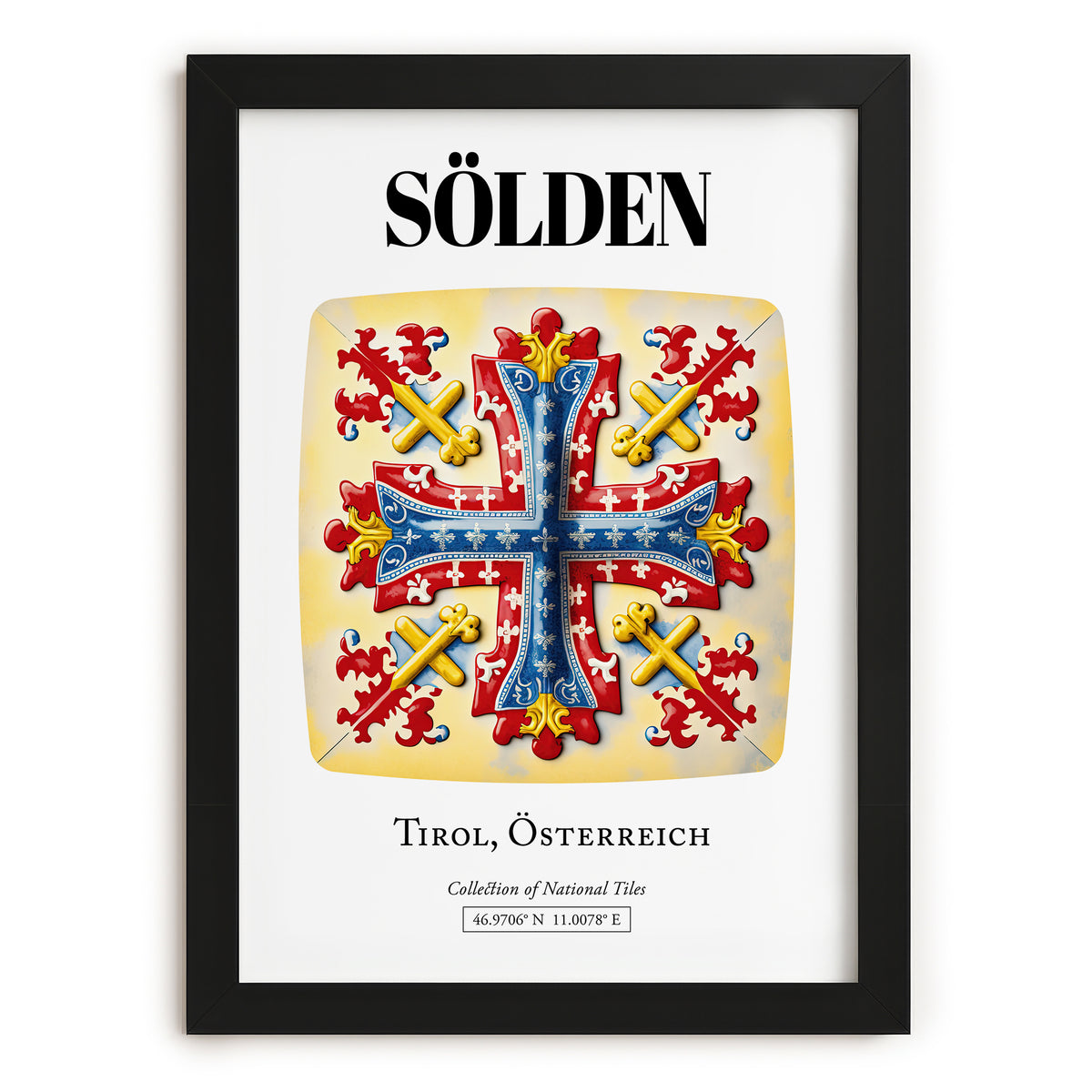 Sölden, Austria – Tourist Destination Poster, in sleek black frame