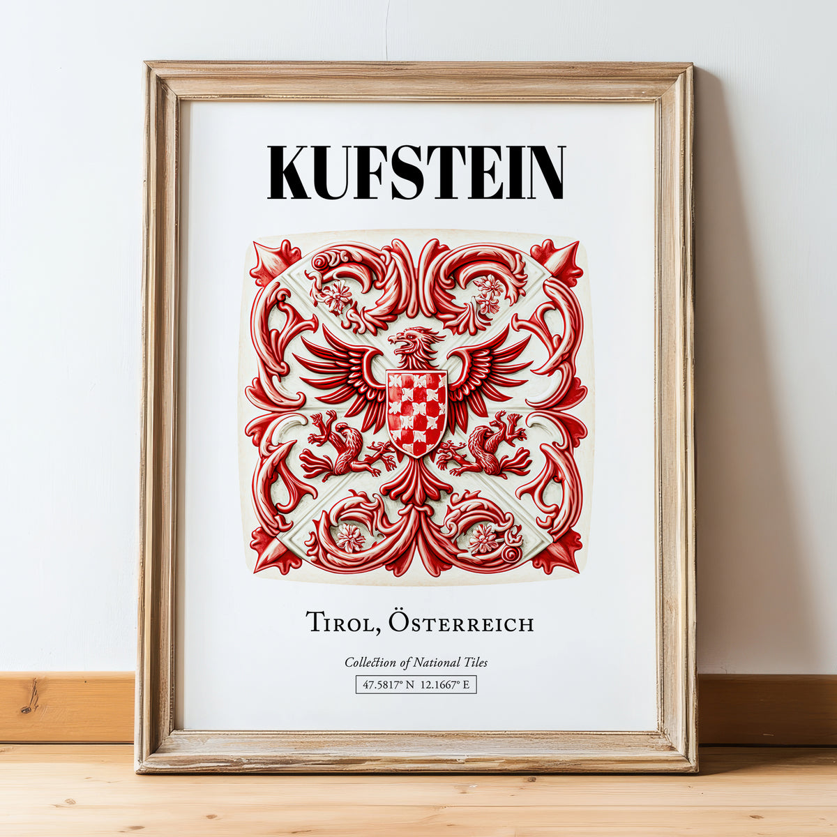 Kufstein, Austria – Dream Destination Decor, in wooden frame leaning on the floor
