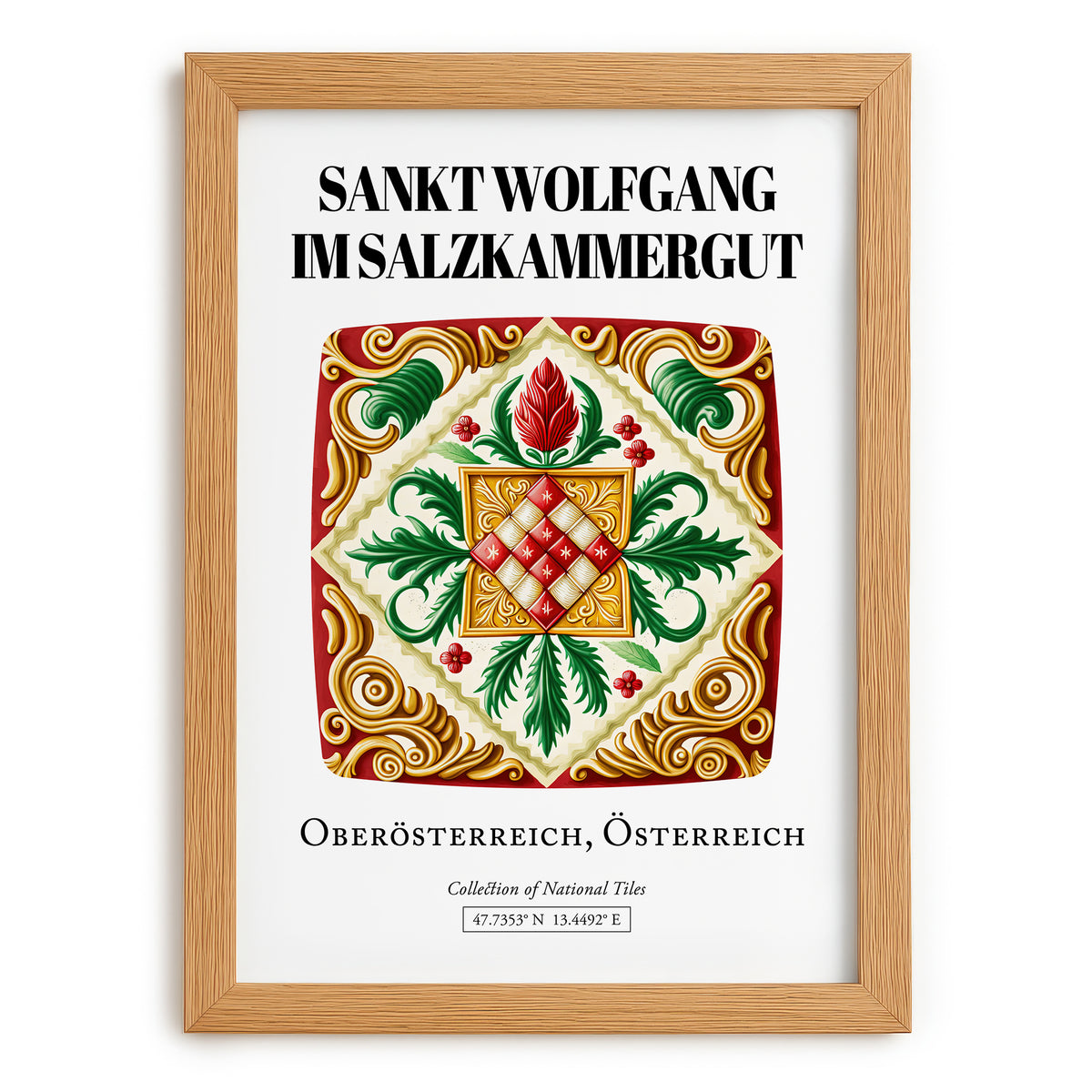 Sankt Wolfgang Im Salzkammergut, Austria – Historic Cities Art Print, set in oak frame