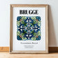 Bruges, Belgium – Travel Poster, in wooden frame leaning on the floor