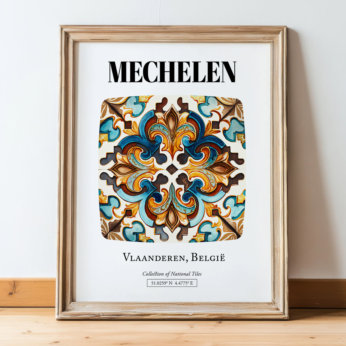 Mechelen, Belgium – Dream Destination Decor, in wooden frame leaning on the floor