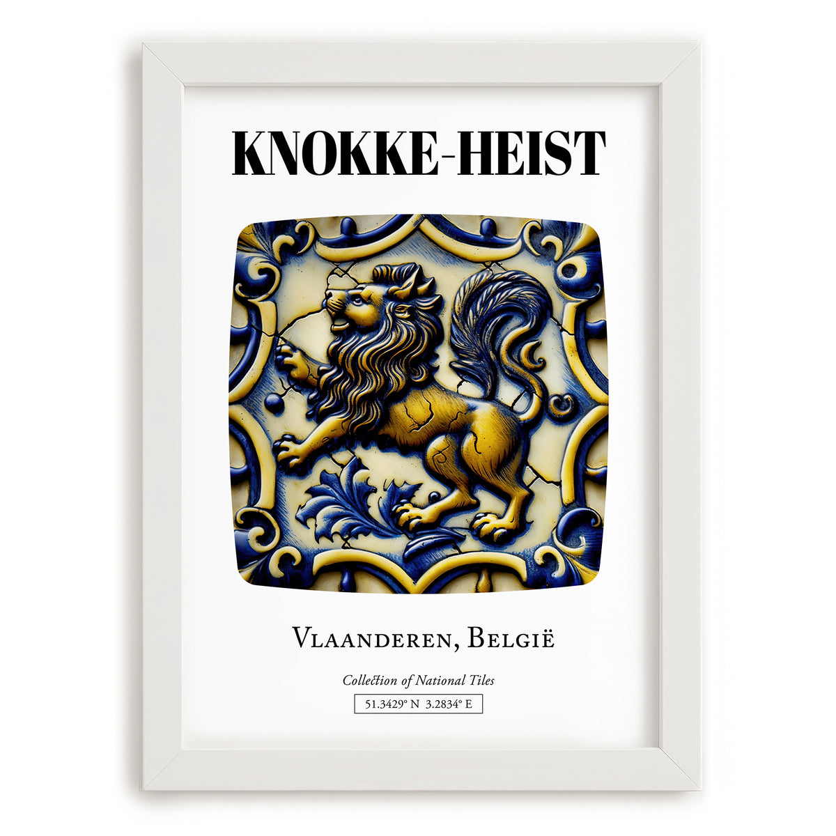 Knokke-heist, Belgium – Travel Poster, placed in minimal white frame