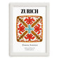 Zurich, Switzerland – Vintage Travel Poster, placed in minimal white frame