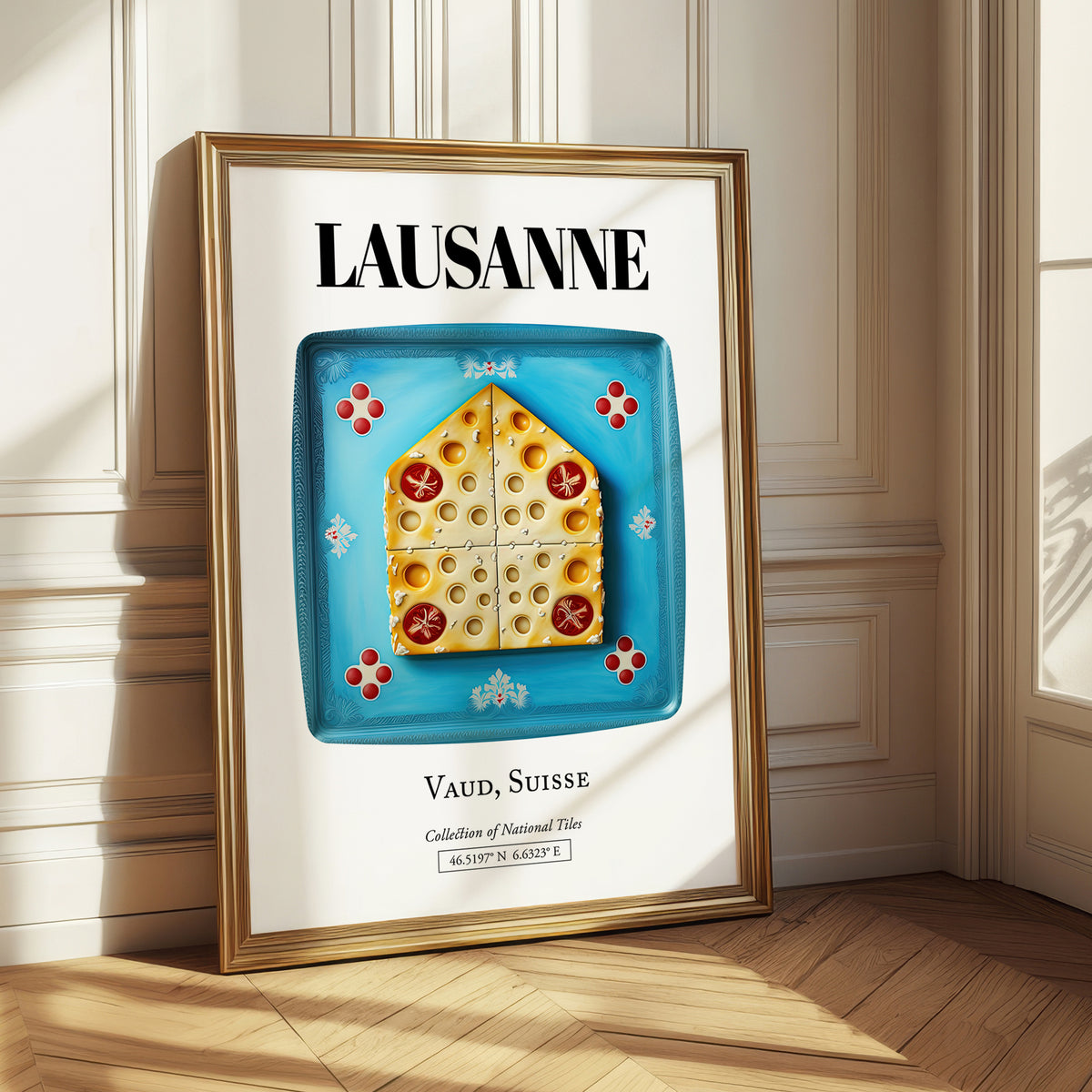 Lausanne, Switzerland – Historic Cities Art Print, styled in a charming Paris street view
