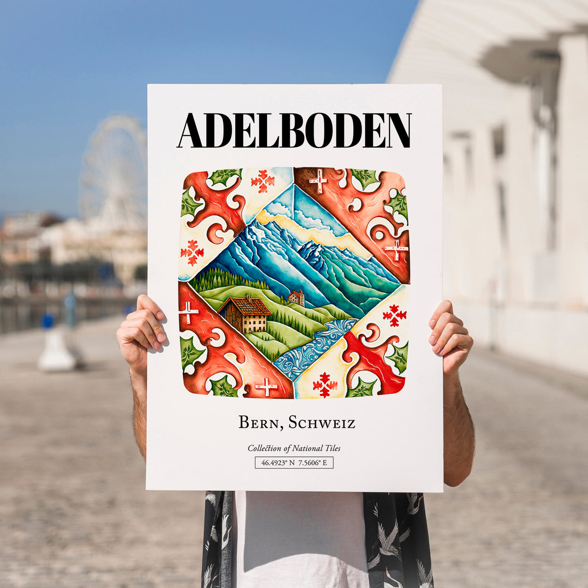 Adelboden, Switzerland – Travel Poster, no-text version framed in wood