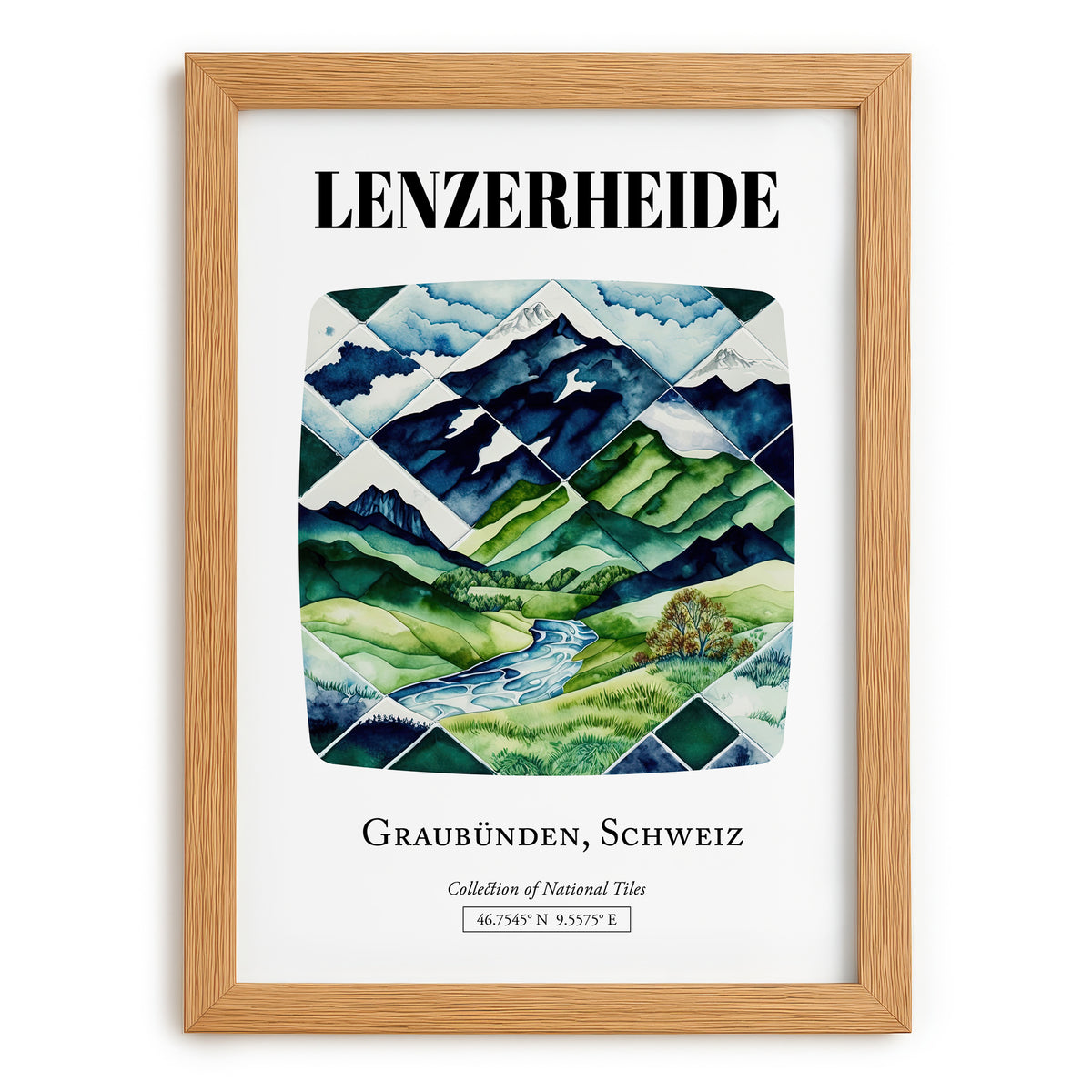 Lenzerheide, Switzerland – Travel Print, set in oak frame