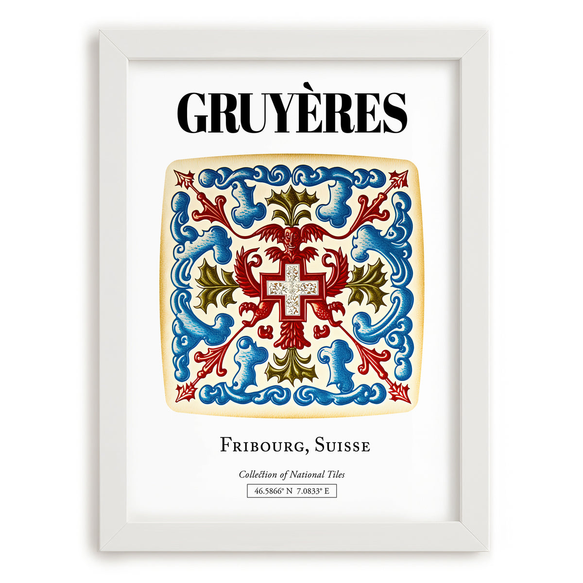 Gruyères, Switzerland – Travel Print, placed in minimal white frame