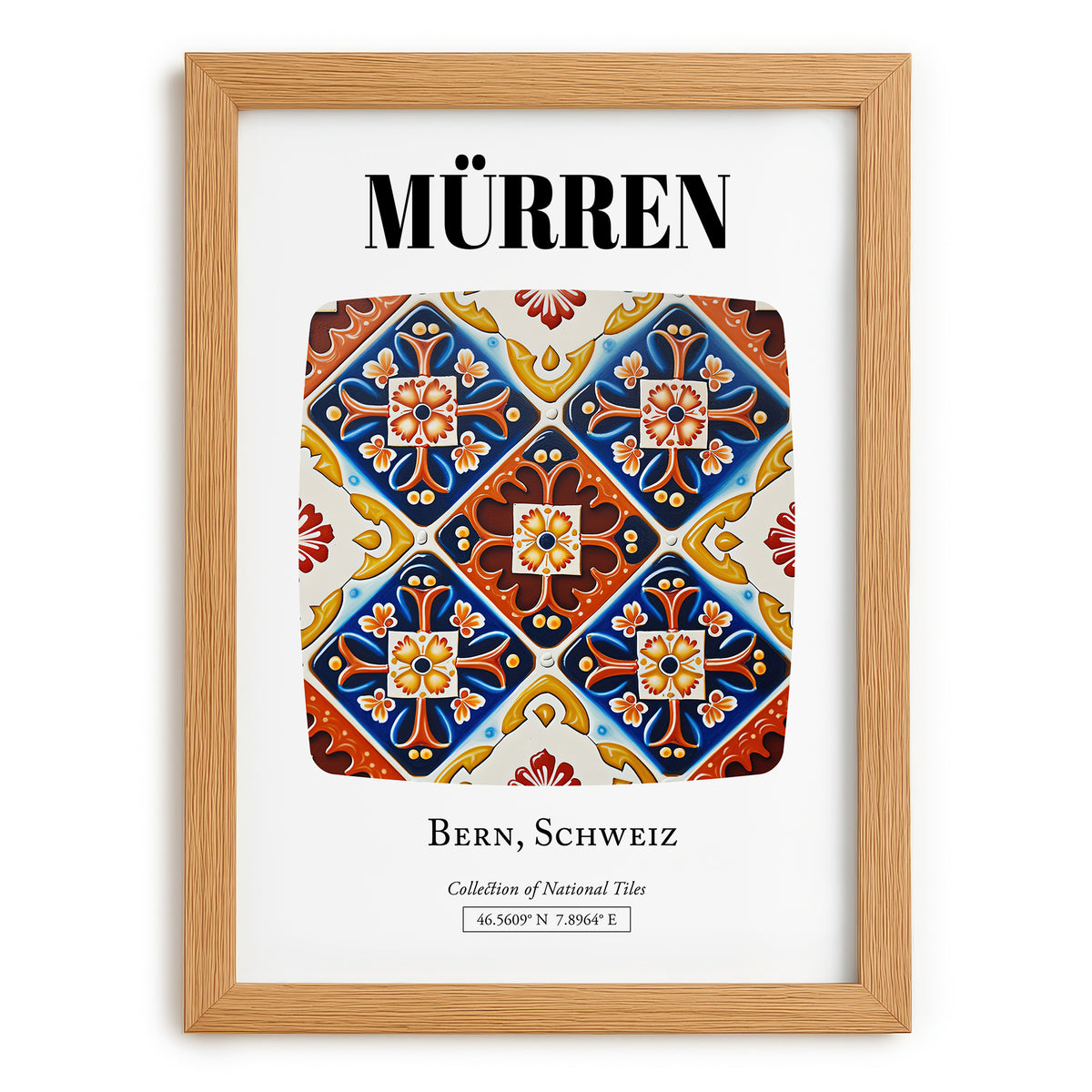 Mürren, Switzerland – Travel Print, set in oak frame