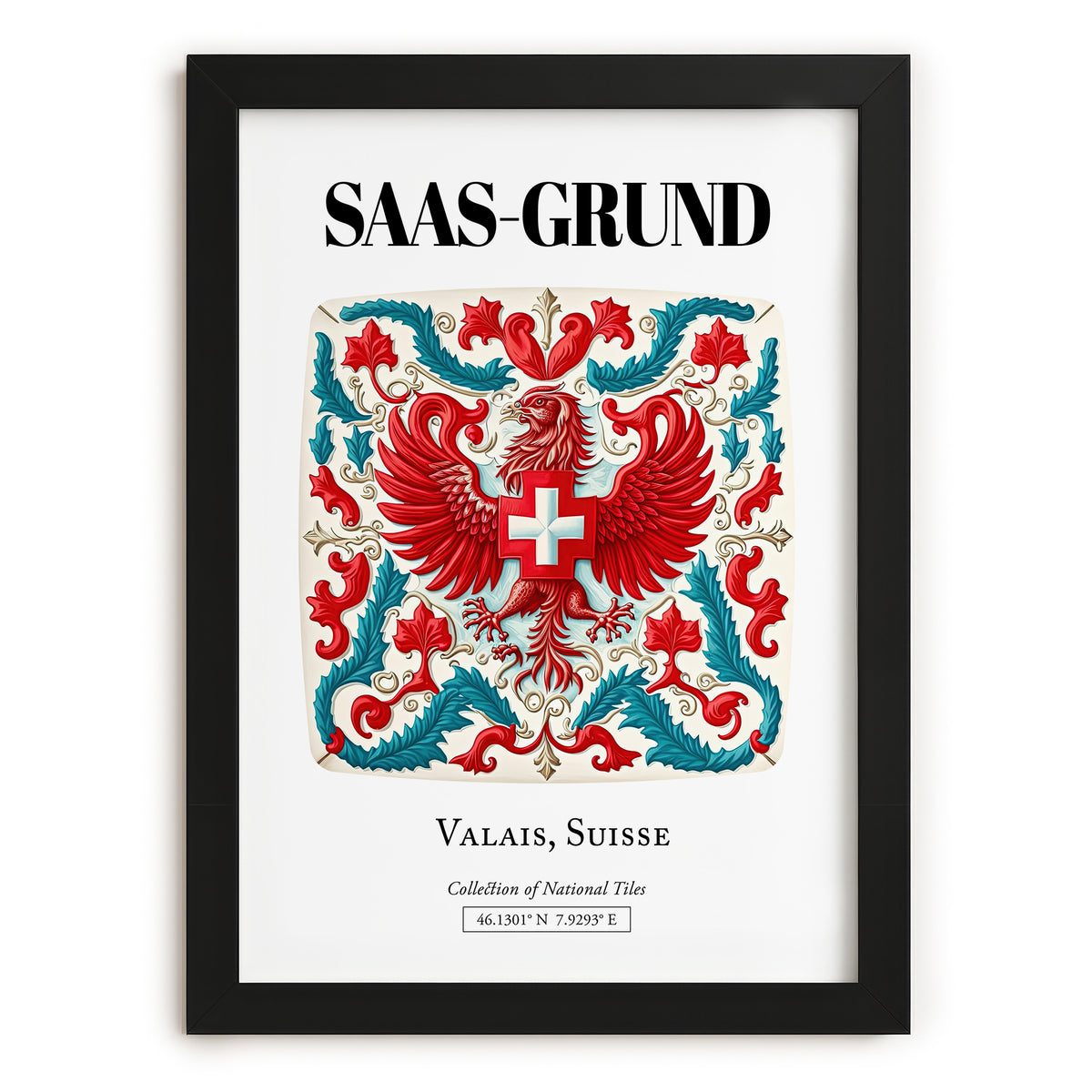 Saas-grund, Switzerland – Travel Poster, in sleek black frame