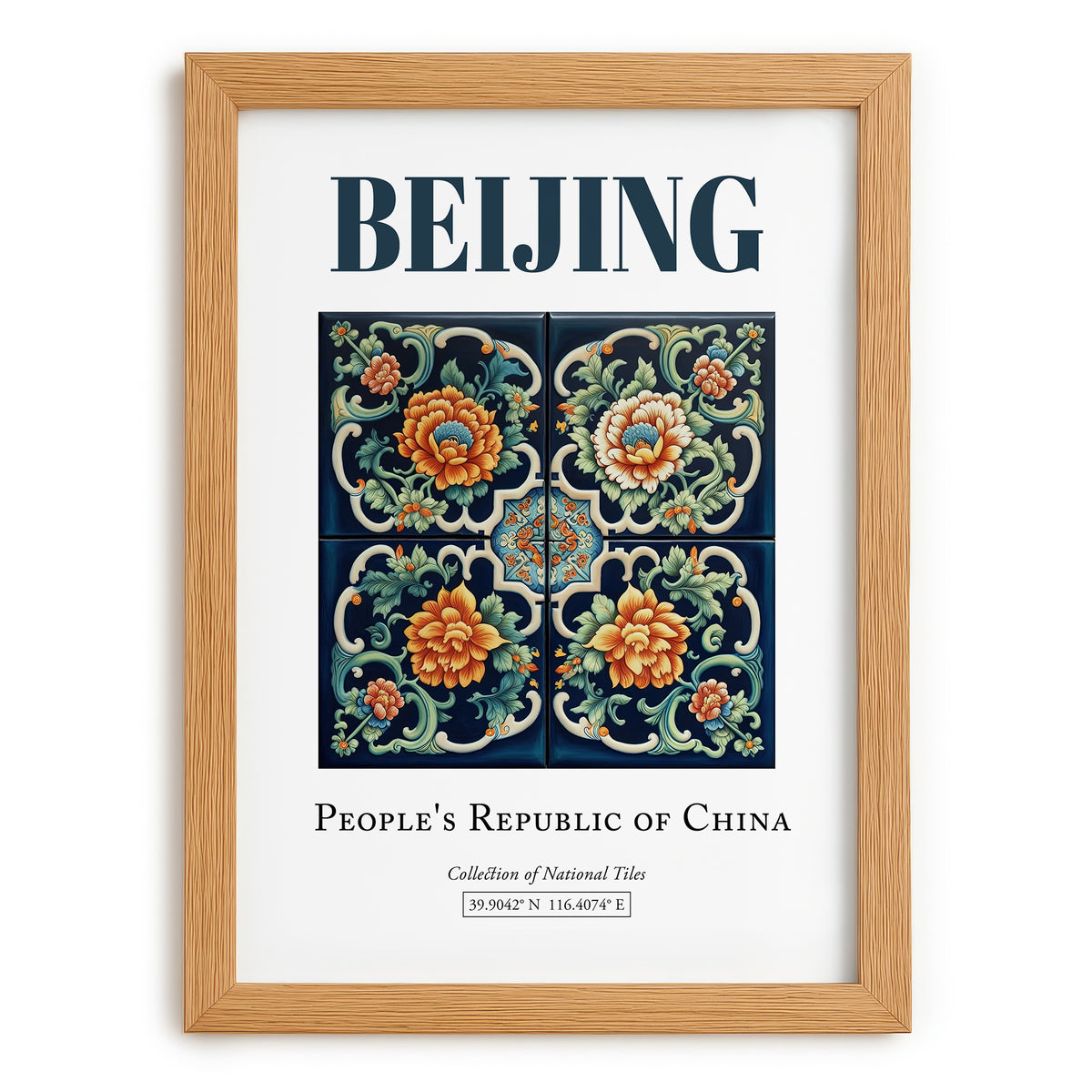 Beijing, China – Wanderlust-Inspired Poster, set in oak frame