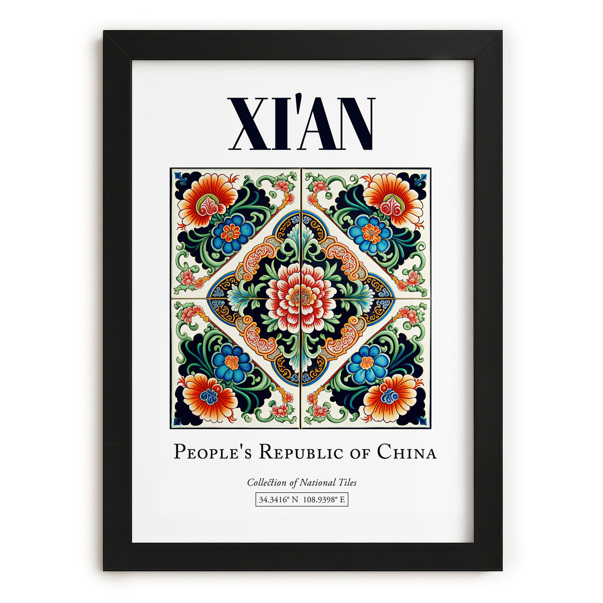 Xi'an, China – Travel Poster, in sleek black frame