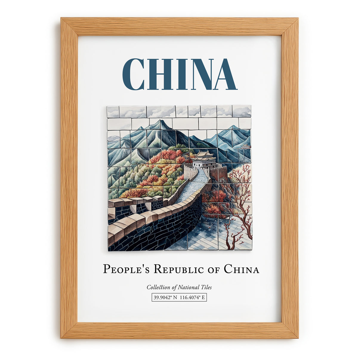 China, China – Travel Print, set in oak frame