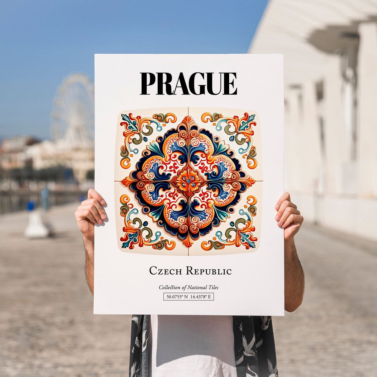 Prague, Czech Republic – Travel Print, no-text version framed in wood